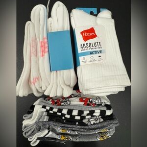 Women’s 3 Pack Bundle Hanes Absolute Active Crew Socks Hello Socks Low Cuts NWT